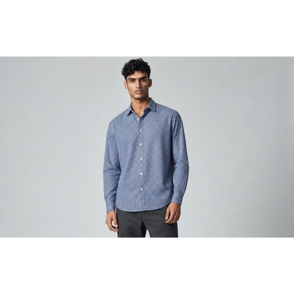 Tailorbyrd Blue White Gingham Button Shirt Medium Cotton Preppy Business